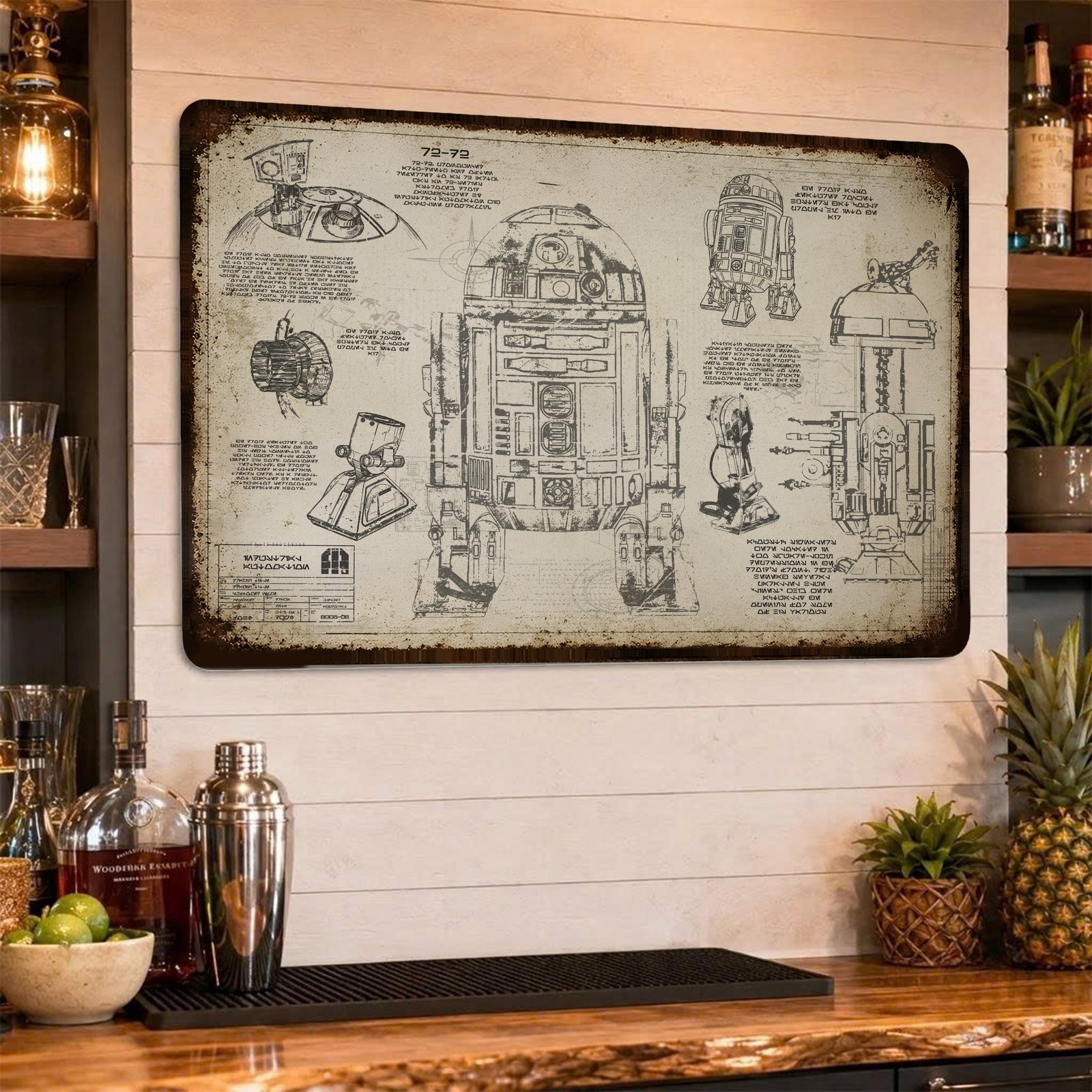 R2-D2 Blueprint Vintage Metal Sign - Vintage Home Decor Gifts for Fans
