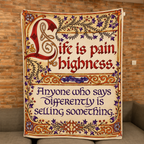 Life is Pain Princess Bride Christmas Blanket - Romantic Comedy Movie Sherpa Blanket Gift for Fans