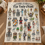 Monty Python And The Holy Grail Characters Art Blanket - Classic Comedy Movie Sherpa Blanket Gift for Fans