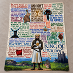Monty Python And The Holy Grail - King of the Who? Christmas Blanket - British Comedy Movie Sherpa Blanket Gift for Fans