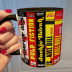Quentin Movies VHS Collection Accent Mug - VHS Movies Collection Edge-to-Edge Printed Two-Tone Mug