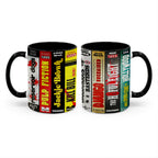 Quentin Movies VHS Collection Accent Mug - VHS Movies Collection Edge-to-Edge Printed Two-Tone Mug