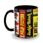 Quentin Movies VHS Collection Accent Mug - VHS Movies Collection Edge-to-Edge Printed Two-Tone Mug