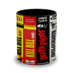 Quentin Movies VHS Collection Accent Mug - VHS Movies Collection Edge-to-Edge Printed Two-Tone Mug