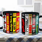 Quentin Movies VHS Collection Accent Mug - VHS Movies Collection Edge-to-Edge Printed Two-Tone Mug