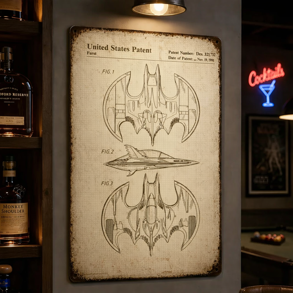 Dark Knight Batwing 1989 Patent Vintage Metal Sign - Vintage Home Decor Gifts for Fans