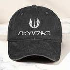 Vintage Aurebesh Star Wars Washed Cap With Logo - Personalized Distressed Denim Cap