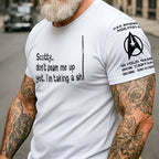 Custom Name Scotty, Don't Beam Me Up Yet I'm Taking A Sh* Sleeve Printed Shirt - Funny Shirt for Sci-fi Fans