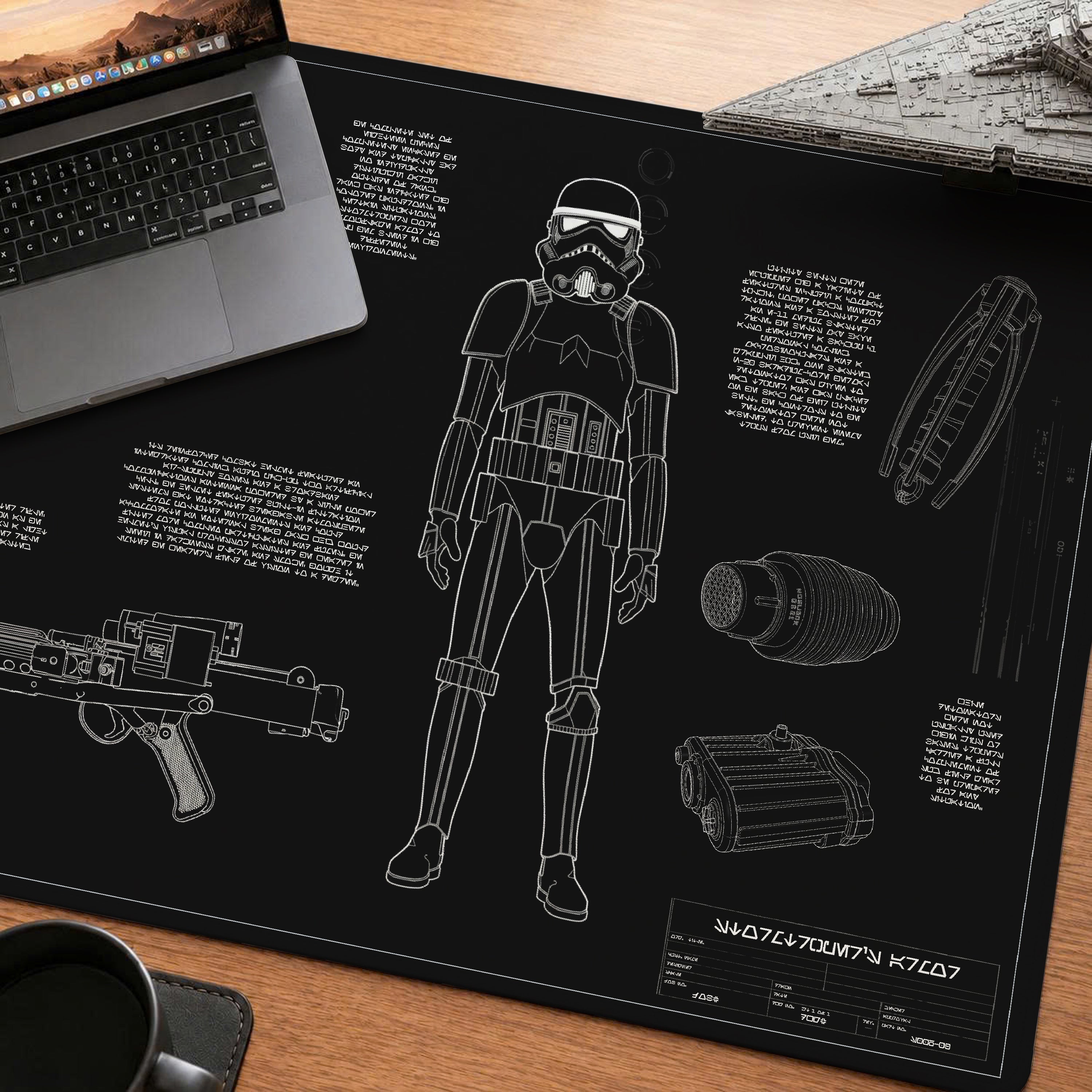 Stormtrooper Armor Blueprint Desk Mat - Galactic Office Accessory