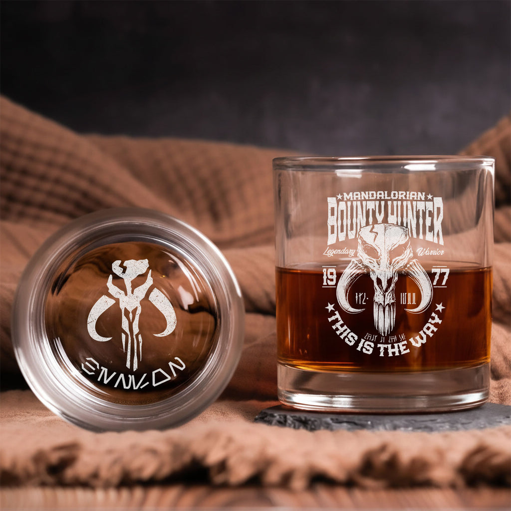 Bounty Hunter Whiskey Glass - Personalized Old Fashioned 11OZ Scotch Glass