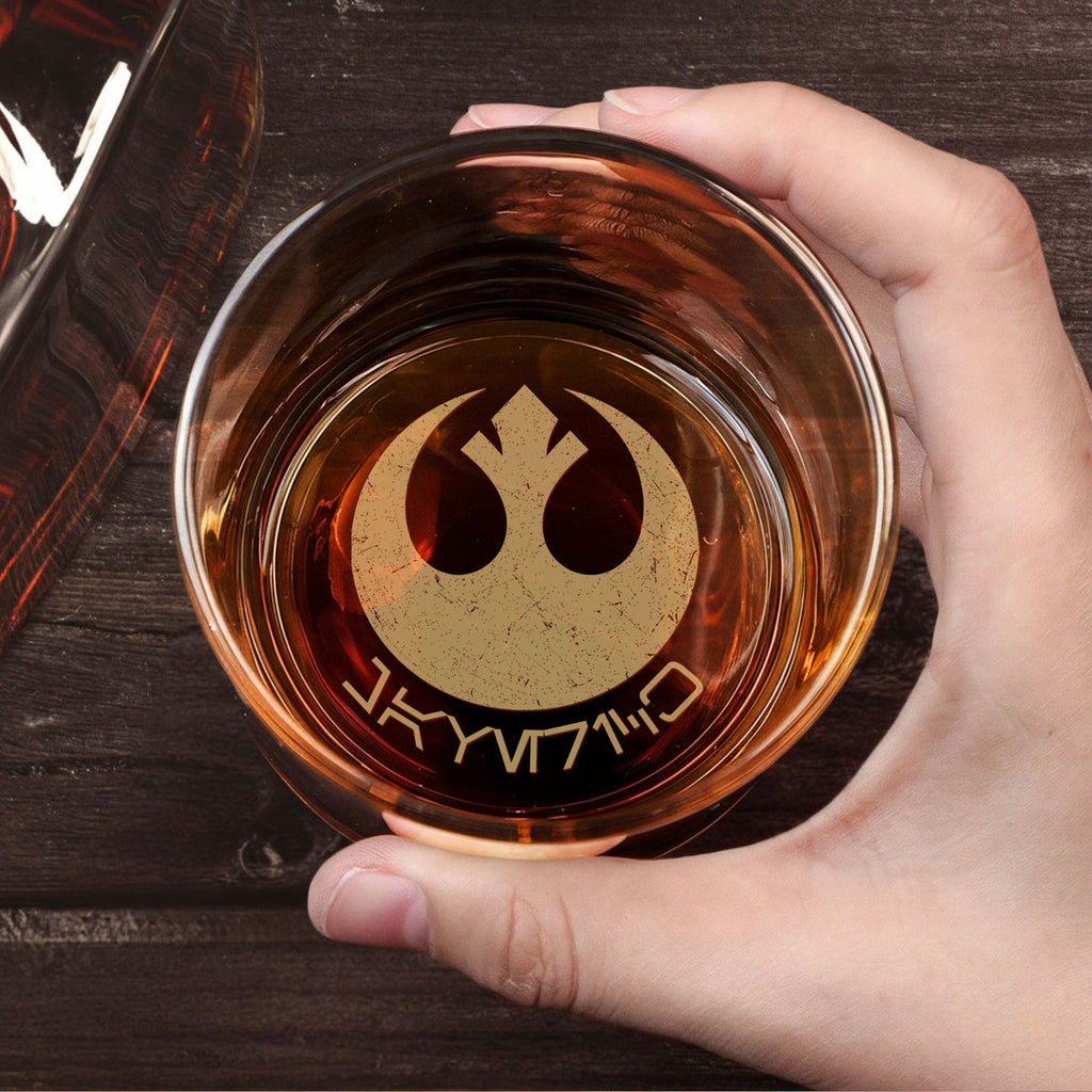 Mandalorian Moonshine Whiskey Glass - Personalized Old Fashioned 11OZ Scotch Glass