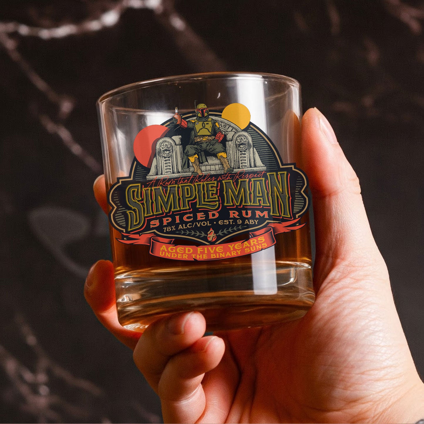 Simple Man Spiced Rum Whiskey Glass - Personalized Old Fashioned 11OZ Scotch Glass