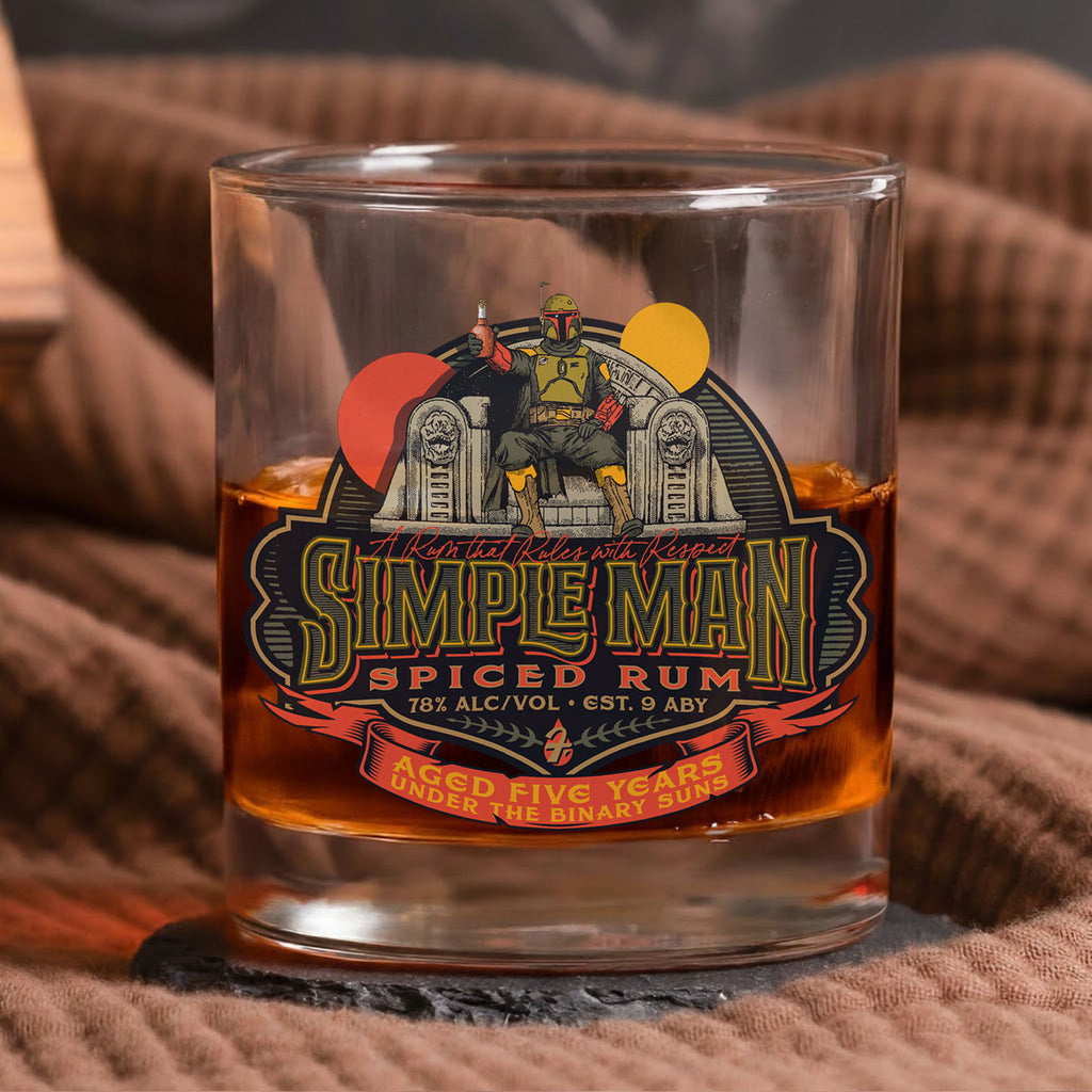 Simple Man Spiced Rum Whiskey Glass - Personalized Old Fashioned 11OZ Scotch Glass