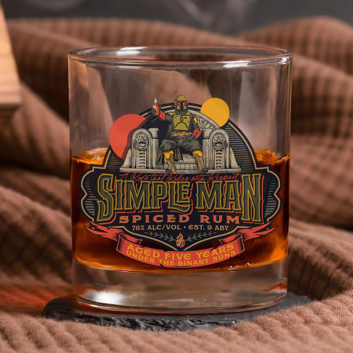 Simple Man Spiced Rum Whiskey Glass - Personalized Old Fashioned 11OZ Scotch Glass