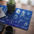 Mandalorian Equipment Blueprint Desk Mat - Star Wars Office Accessory Father's Day Gift