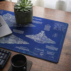 Imperial I-Class Star Destroyer Blueprint Desk Mat - Star Wars Office Accessory Father's Day Gift