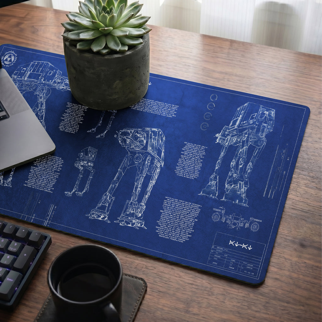 AT-AT Blueprint Desk Mat - Star Wars Office Accessory Father's Day Gift