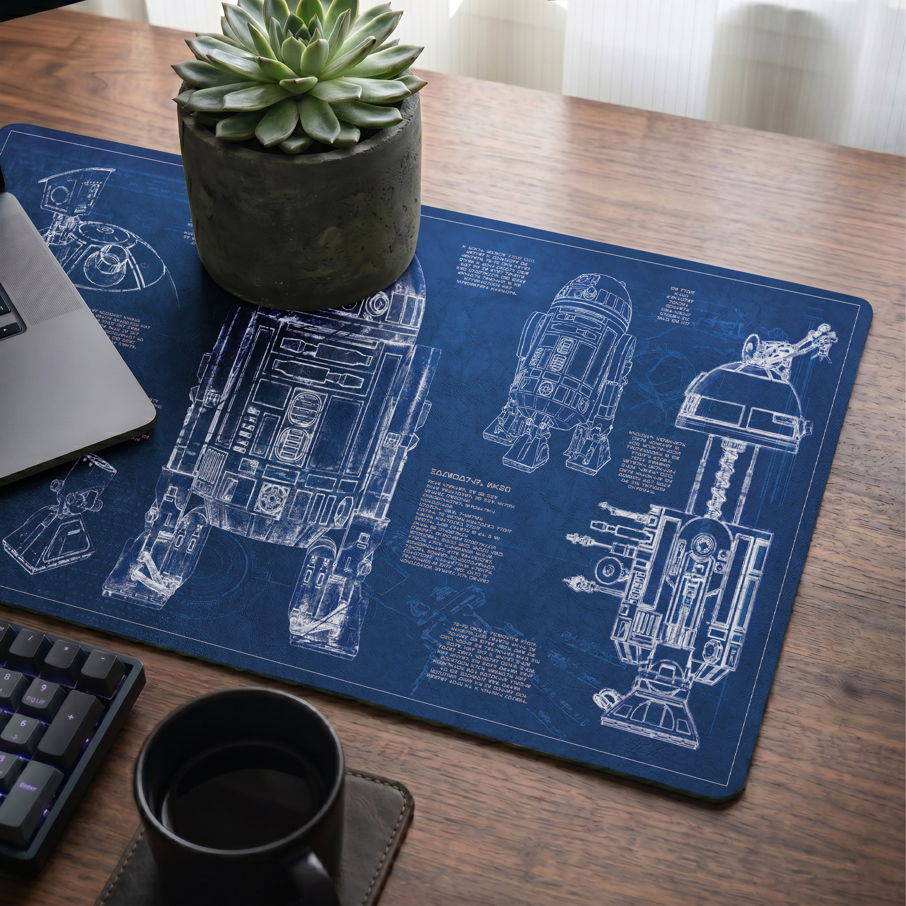 R2-D2 Blueprint Desk Mat - Star Wars Office Accessory Father's Day Gift