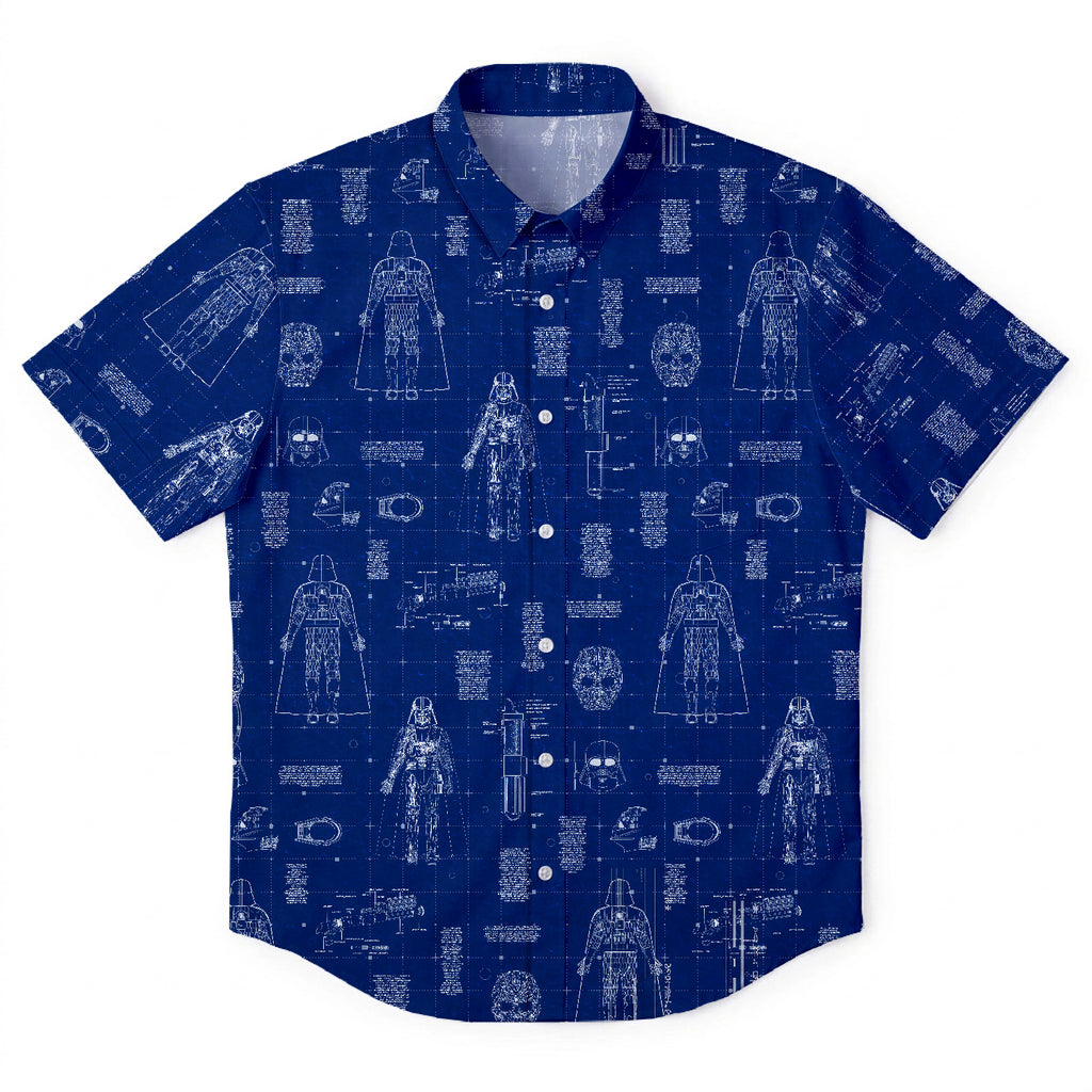 Darth Vader's Equipment Blueprint Hawaiian Shirt with Pocket - Star Wars Schematic Button Down Shirt