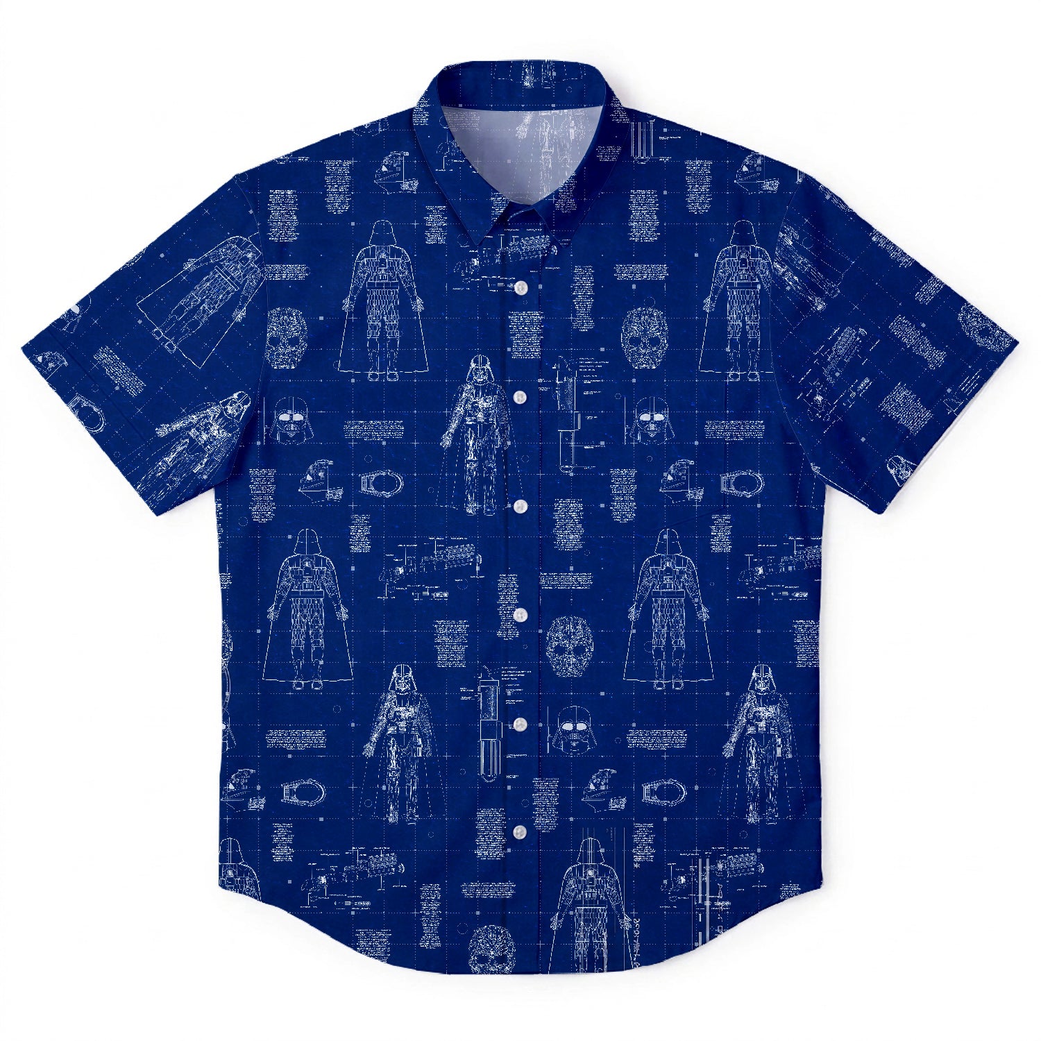 Darth Vader's Equipment Blueprint Hawaiian Shirt with Pocket - Star Wars Schematic Button Down Shirt