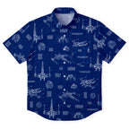 T-65B X-Wing Starfighter Blueprint Hawaiian Shirt with Pocket - Star Wars Schematic Button Down Shirt