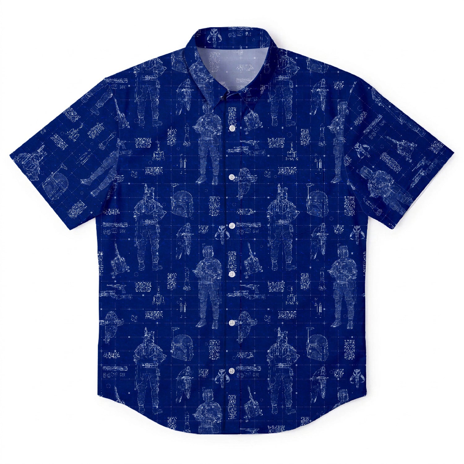Boba Fett Equipment Blueprint Hawaiian Shirt with Pocket - Star Wars Schematic Button Down Shirt