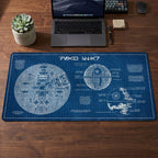 Death Star Blueprint Desk Mat - Star Wars Office Accessory Father's Day Gift