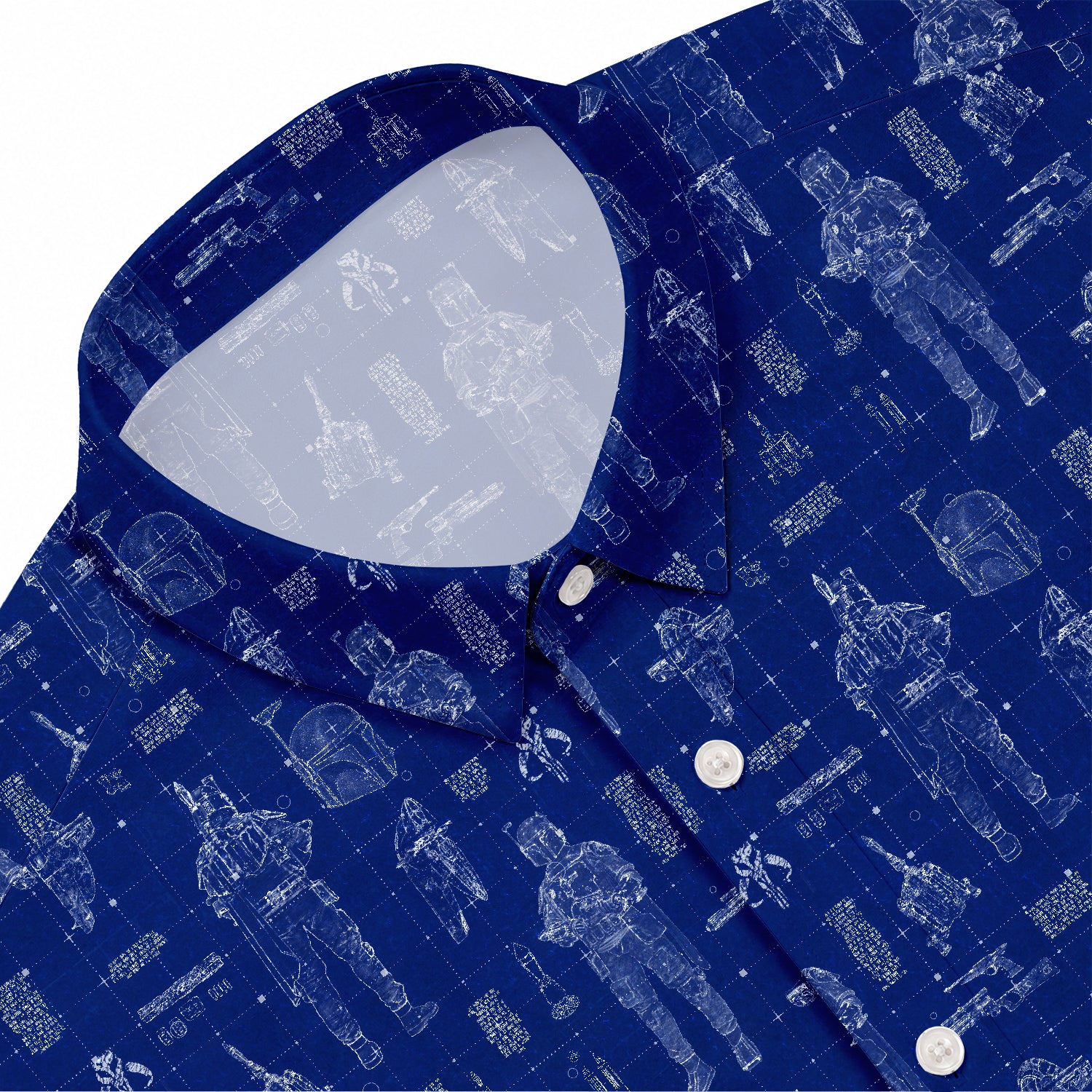 Boba Fett Equipment Blueprint Hawaiian Shirt with Pocket - Star Wars Schematic Button Down Shirt