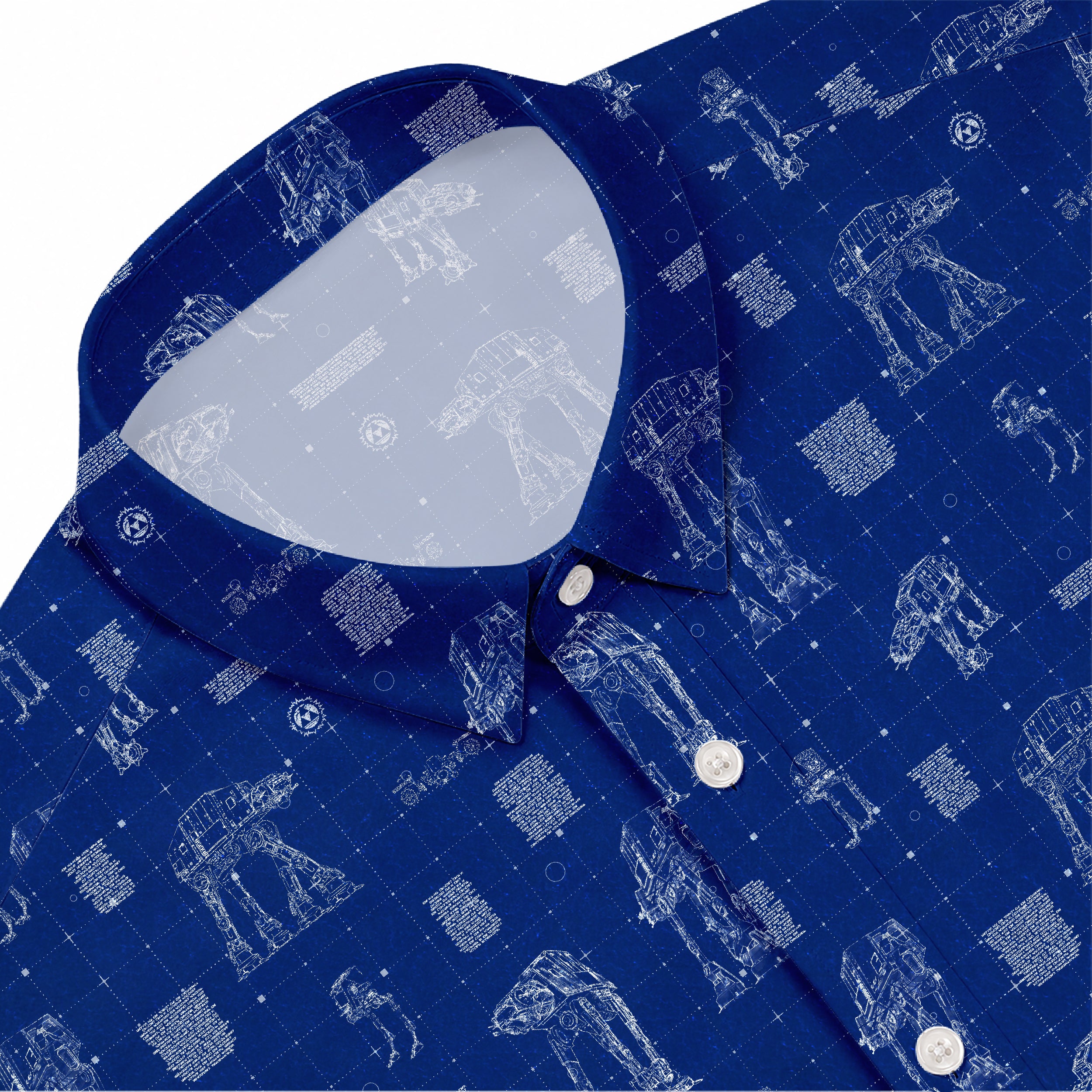 AT-AT Blueprint Hawaiian Shirt with Pocket - Star Wars Schematic Button Down Shirt