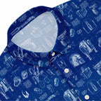Mando Equipment Blueprint Hawaiian Shirt with Pocket - Galactic Schematic Button Down Shirt