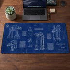 AT-AT Blueprint Desk Mat - Star Wars Office Accessory Father's Day Gift