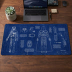 Darth Vader's Equipments Blueprint Desk Mat - Star Wars Office Accessory Father's Day Gift