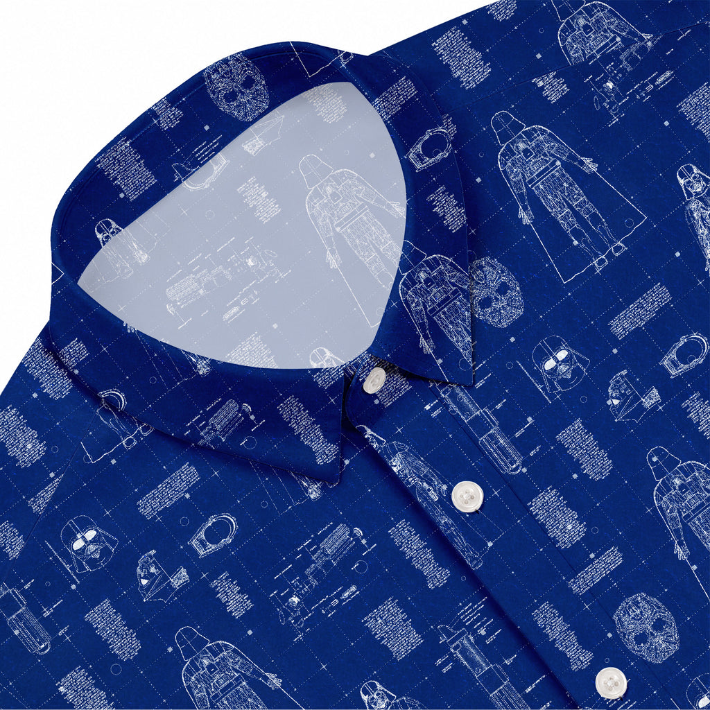 Darth Vader's Equipment Blueprint Hawaiian Shirt with Pocket - Star Wars Schematic Button Down Shirt