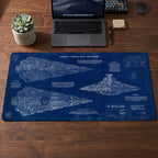 Imperial I-Class Star Destroyer Blueprint Desk Mat - Star Wars Office Accessory Father's Day Gift