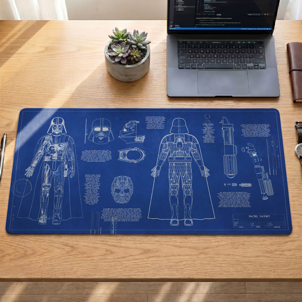 Darth Vader's Equipments Blueprint Desk Mat - Star Wars Office Accessory Father's Day Gift