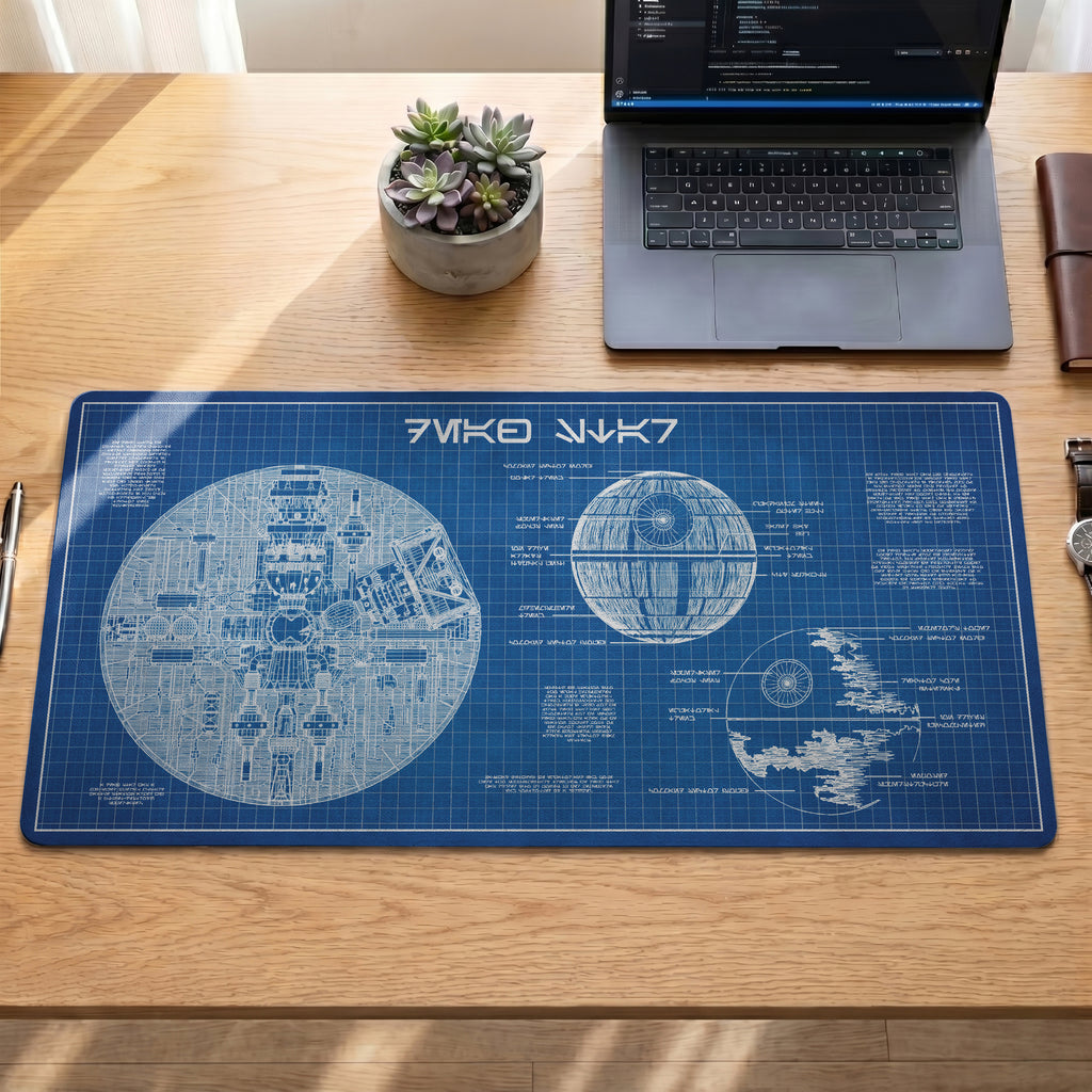 Death Star Blueprint Desk Mat - Star Wars Office Accessory Father's Day Gift