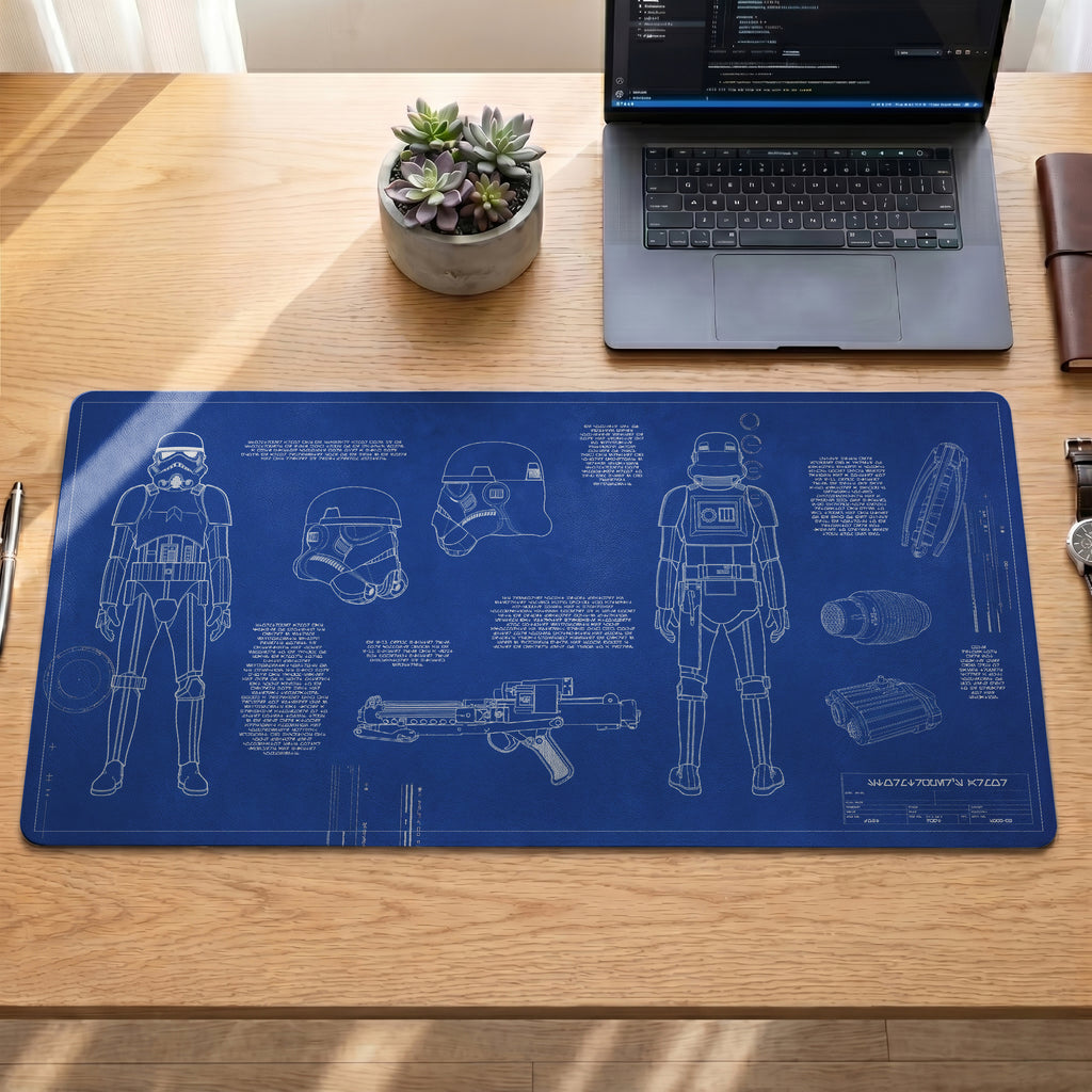 Stormtrooper Armor Blueprint Desk Mat - Galactic Office Accessory