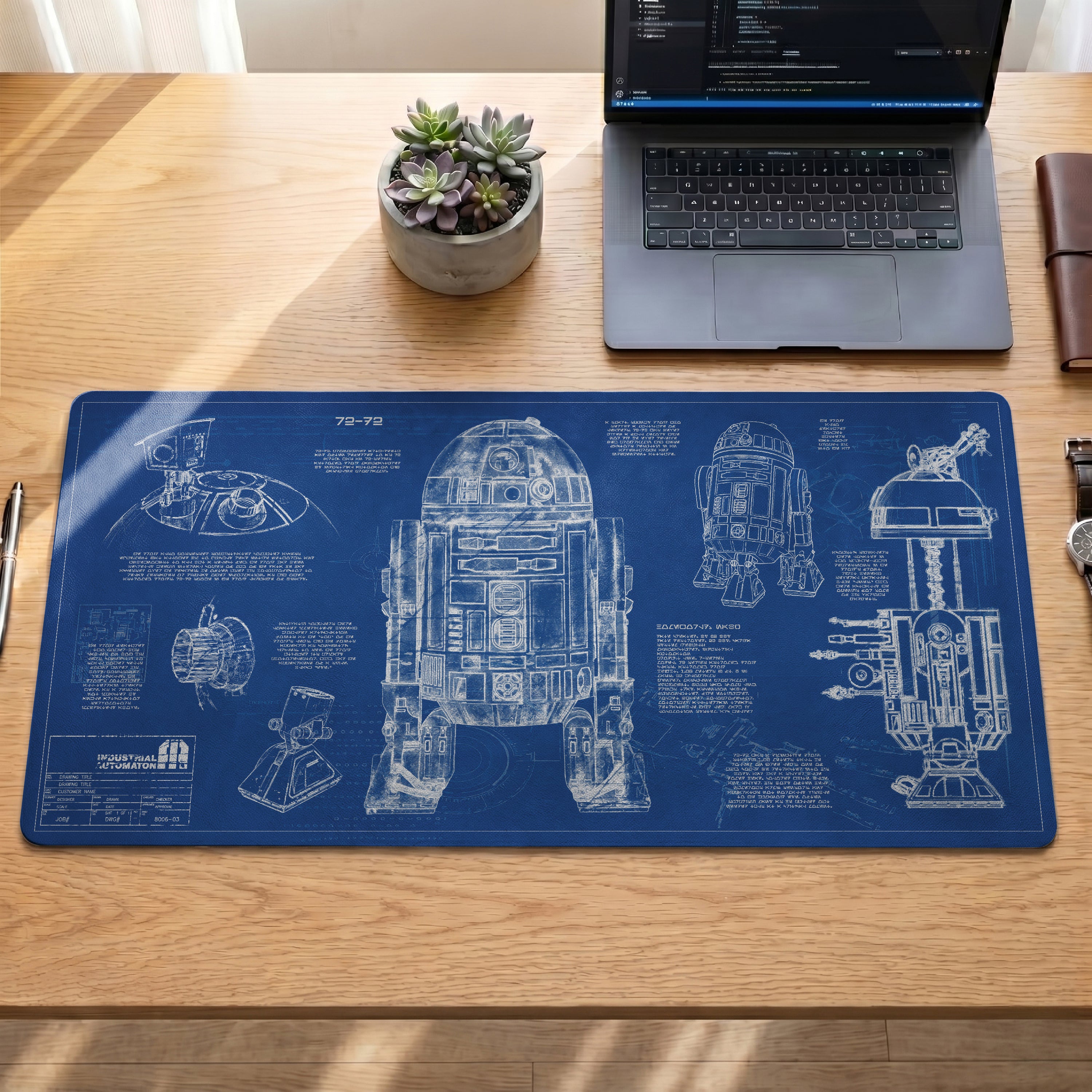 R2-D2 Blueprint Desk Mat - Star Wars Office Accessory Father's Day Gift