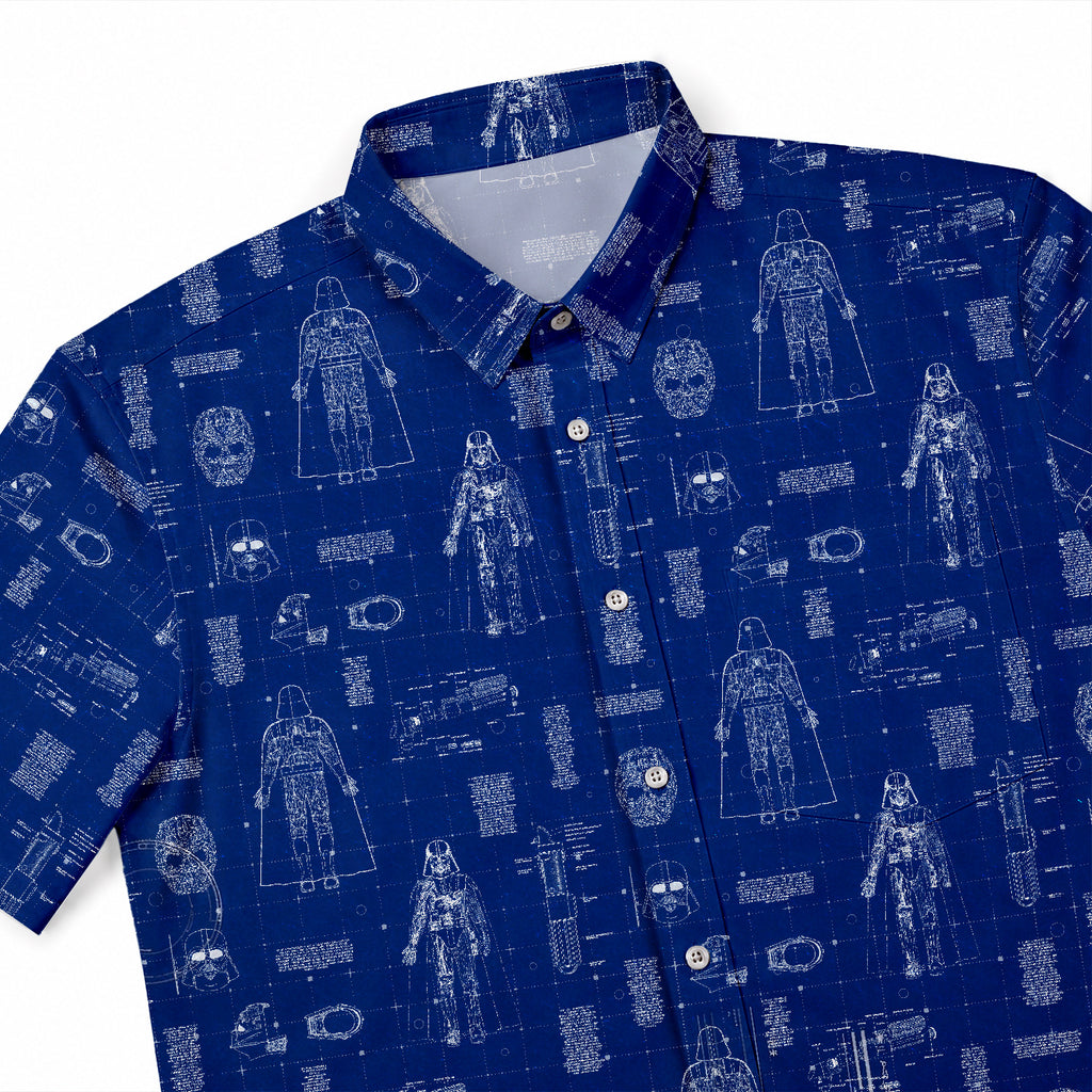 Darth Vader's Equipment Blueprint Hawaiian Shirt with Pocket - Star Wars Schematic Button Down Shirt