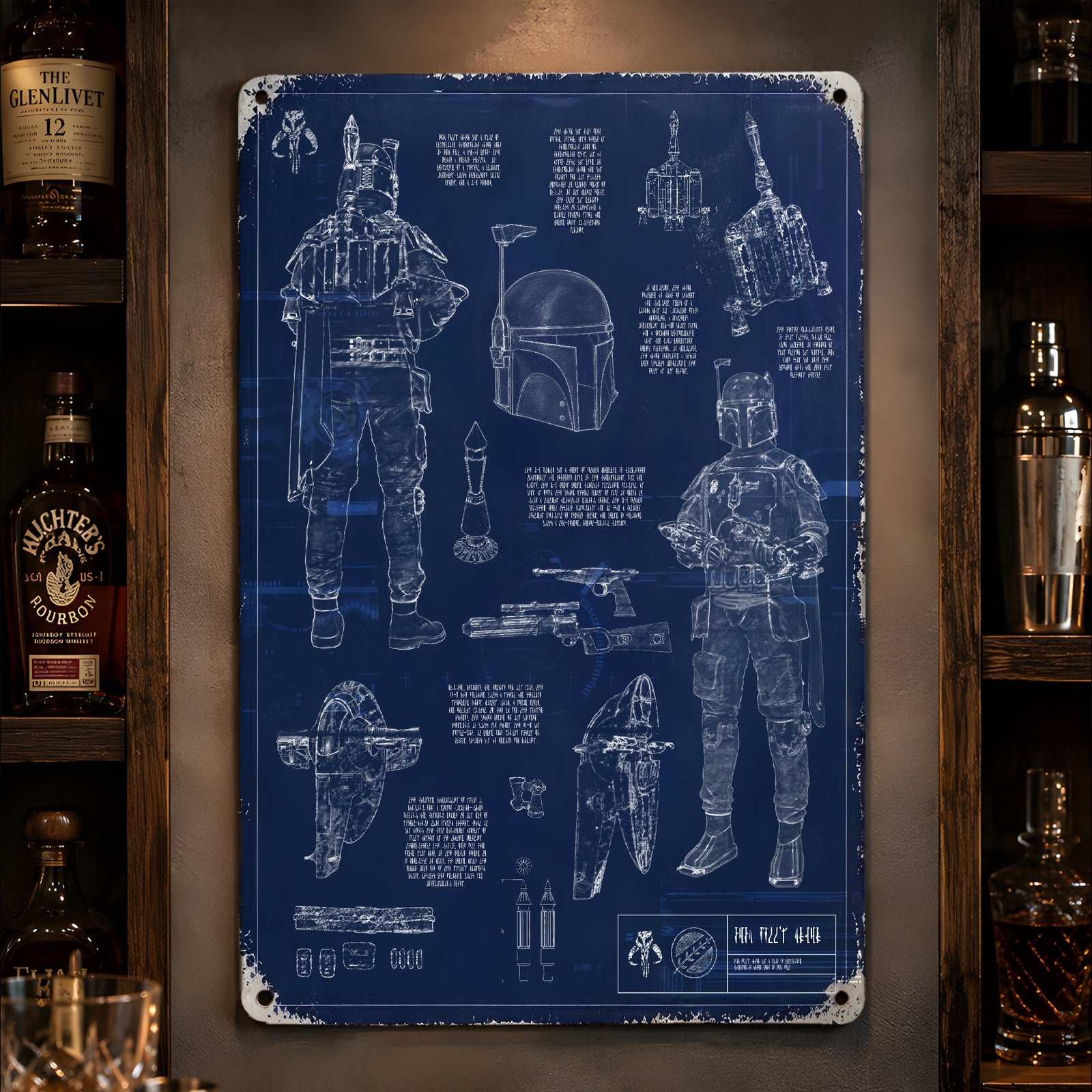 Bounty Hunter Equipments Blueprint Vintage Metal Sign - Vintage Home Decor Gifts for Fans