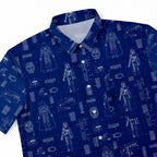 Darth Vader's Equipment Blueprint Hawaiian Shirt with Pocket - Galactic Schematic Button Down Shirt