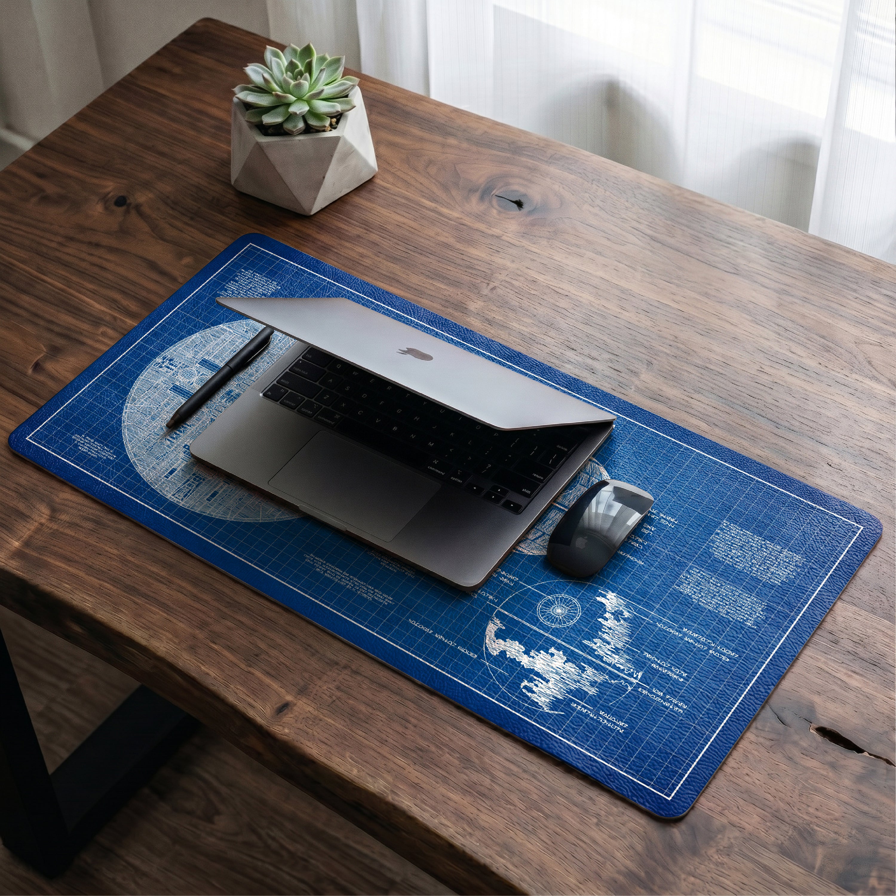 Death Star Blueprint Desk Mat - Star Wars Office Accessory Father's Day Gift