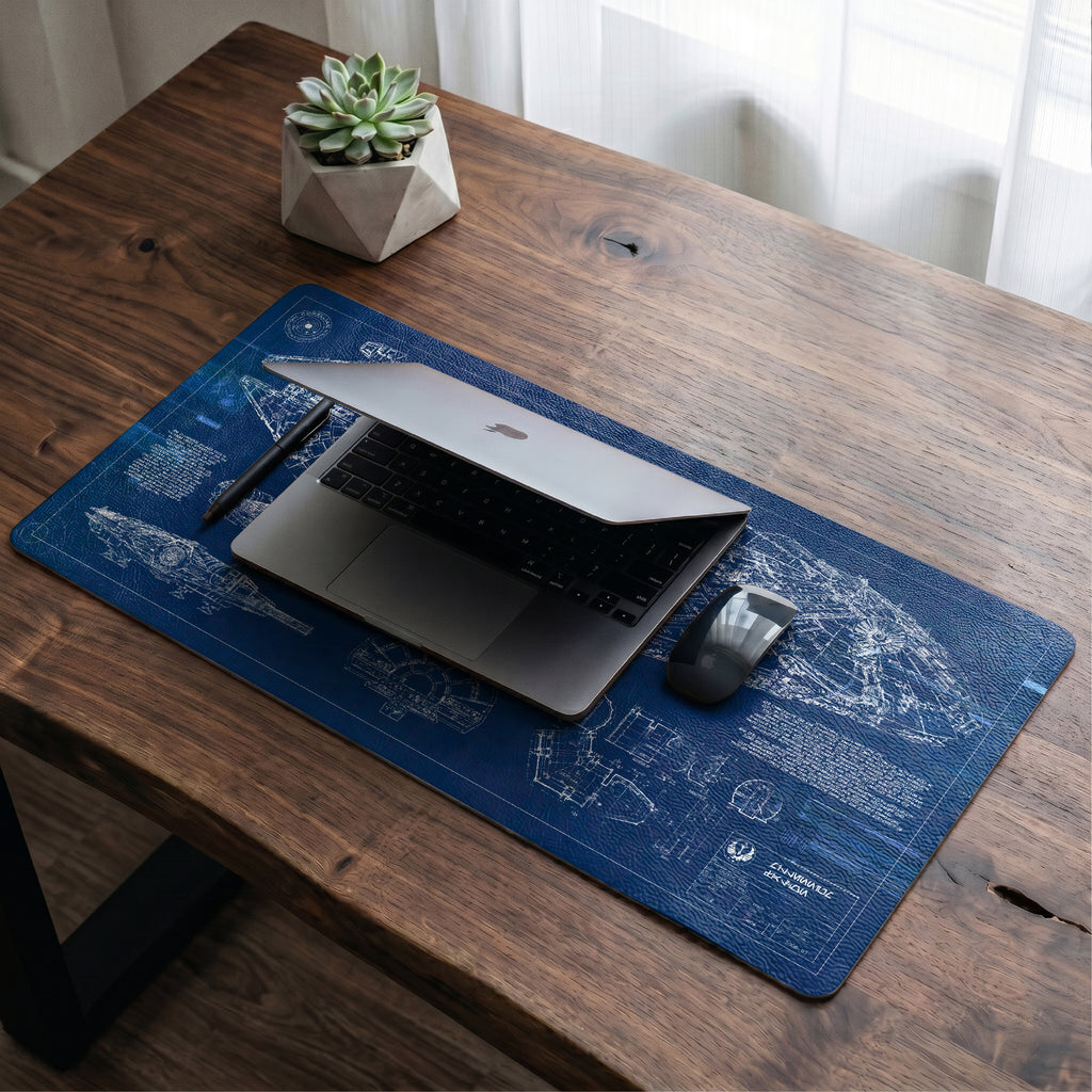 Millennium Falcon Blueprint Desk Mat - Star Wars Office Accessory Father's Day Gift