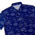 Millennium Falcon Blueprint Hawaiian Shirt with Pocket - Star Wars Schematic Button Down Shirt