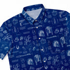 Mando Equipment Blueprint Hawaiian Shirt with Pocket - Galactic Schematic Button Down Shirt