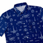 T-65B X-Wing Starfighter Blueprint Hawaiian Shirt with Pocket - Star Wars Schematic Button Down Shirt