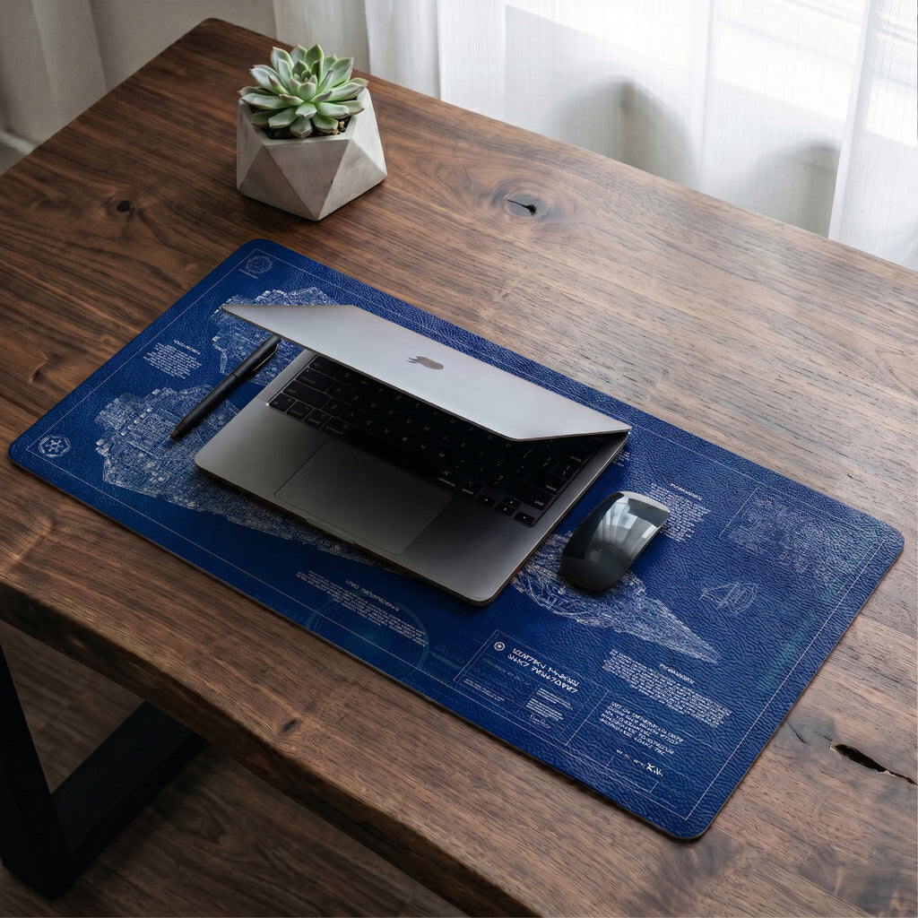 Imperial I-Class Star Destroyer Blueprint Desk Mat - Star Wars Office Accessory Father's Day Gift