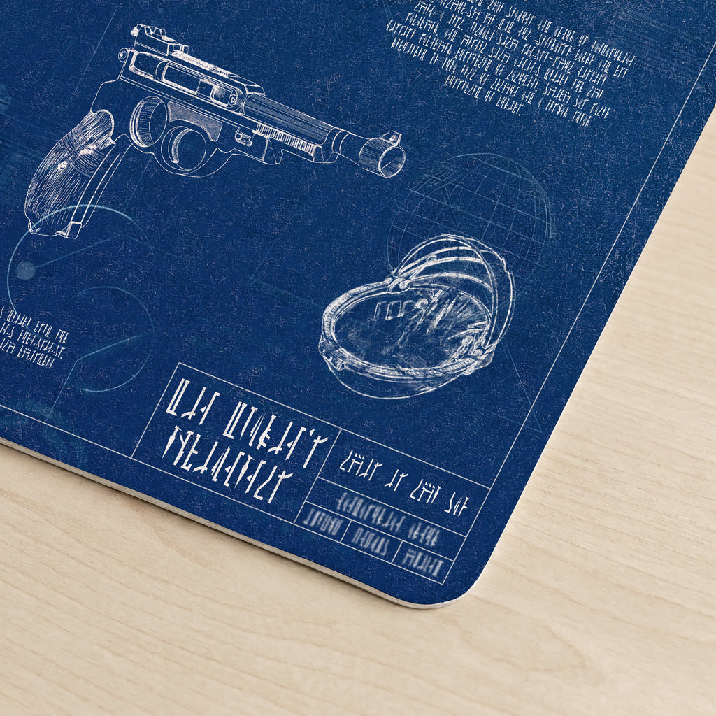 Mandalorian Equipment Blueprint Desk Mat - Star Wars Office Accessory Father's Day Gift