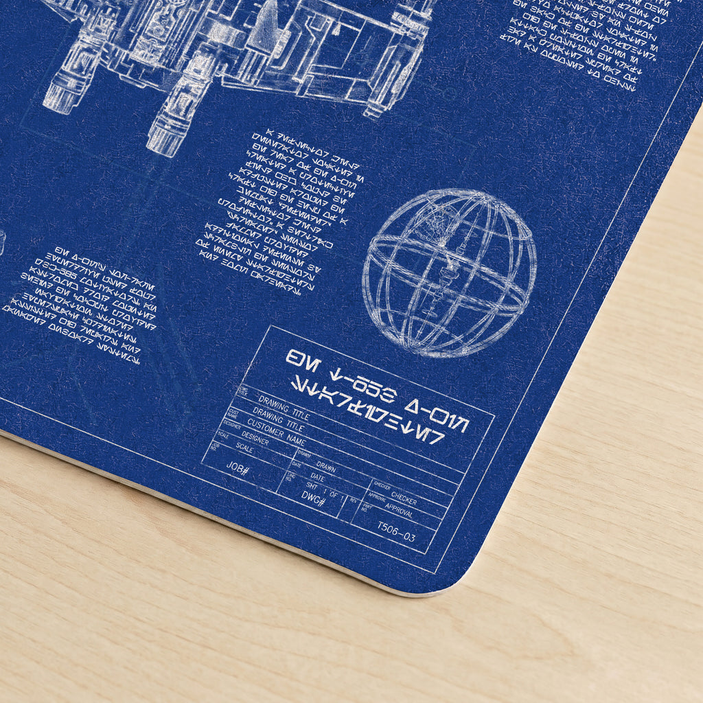 T-65B X-Wing Starfighter Blueprint Desk Mat - Star Wars Office Accessory Father's Day Gift