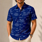 Millennium Falcon Blueprint Hawaiian Shirt with Pocket - Star Wars Schematic Button Down Shirt